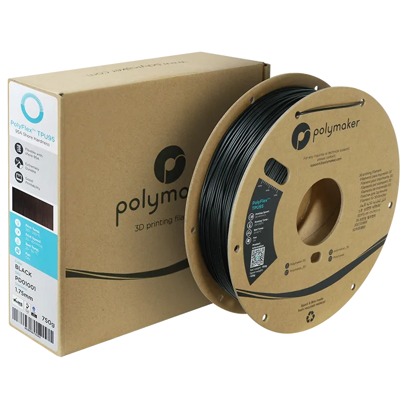 Polyflex TPU95 Zwart 1.75mm 750gr
