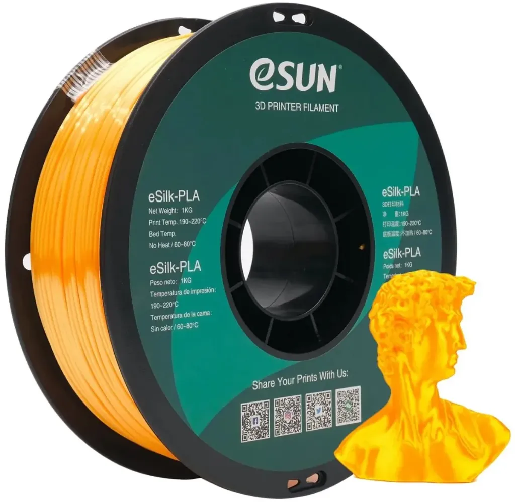 [ESUN-SILK-DARK-YELLOW] Esun E-Silk-PLA Dark Yellow 1.75mm 1kg